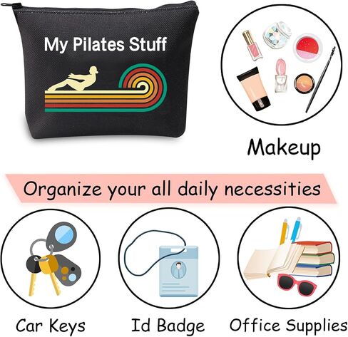 JXGZSO Funny Pilates Makeup Bag Pilates Lover Gifts My Pilates Stuff Cosmetic Pouch Bag Yoga Meditation Gift Yoga Instructor Gift in Saudi Arabia