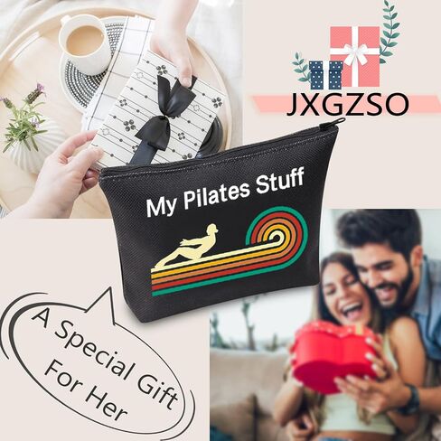 JXGZSO Funny Pilates Makeup Bag Pilates Lover Gifts My Pilates Stuff Cosmetic Pouch Bag Yoga Meditation Gift Yoga Instructor Gift in Saudi Arabia