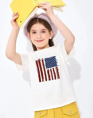 Kids Boys 4th of July Shirts Toddler American Flag T-Shirt Girls Patriotic Short Sleeve Tees Cotton Top Clothes 1-7T in Kuwait