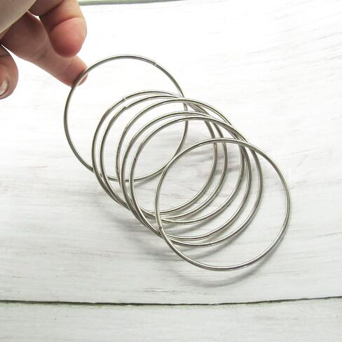 8 قطع 6، 8، 10، 12 بوصة حلقات معدنية فضية حلقات مكرامية لصائدي الأحلام والحرف اليدوية (فضي، (6، 8، 10 و12 بوصة)) in Kuwait