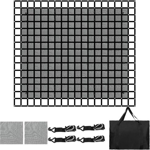 شبكة شحن شديدة التحمل من EASYBERG لسرير شاحنة الالتقاط، شبكة شحن كبيرة جدًا مقاس 10 × 12 قدم مع شبكة وإبزيم كام وخطافات على شكل حرف S وحزام متقاطع، شبكة شحن بسعة 1500 رطل لسيارات الجيب ذات الدفع الرباعي in Kuwait
