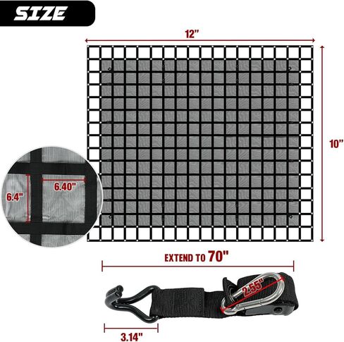 شبكة شحن شديدة التحمل من EASYBERG لسرير شاحنة الالتقاط، شبكة شحن كبيرة جدًا مقاس 10 × 12 قدم مع شبكة وإبزيم كام وخطافات على شكل حرف S وحزام متقاطع، شبكة شحن بسعة 1500 رطل لسيارات الجيب ذات الدفع الرباعي in Kuwait