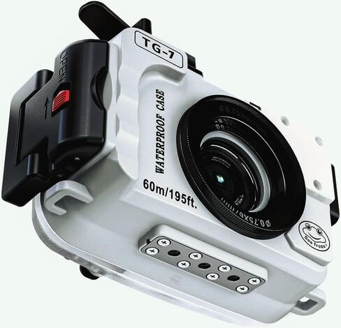 حافظة مقاومة للماء لهاتف Olympus TG7، حافظة كاميرا تحت الماء للغوص حتى 60 متر/195 قدم، إنذار مدمج للتسرب (أبيض) in Kuwait