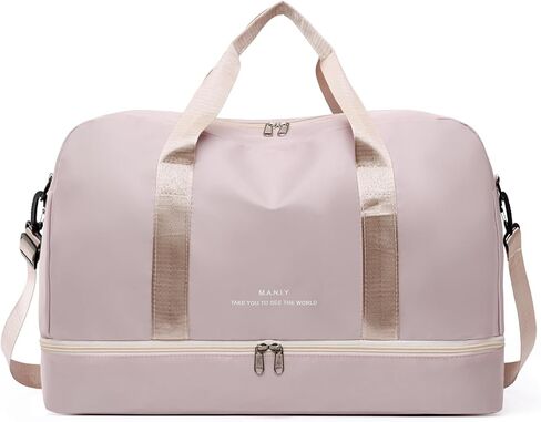 Sports Travel Duffel Bag for Women,Light Gym Bag with Shoe Compartment,Large Capacity Weekender Overnight with Wet Pocket for Lady Travel, Gym, Yoga （Beige） in Saudi Arabia