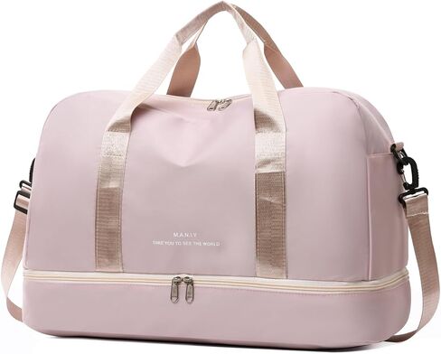 Sports Travel Duffel Bag for Women,Light Gym Bag with Shoe Compartment,Large Capacity Weekender Overnight with Wet Pocket for Lady Travel, Gym, Yoga （Beige） in Saudi Arabia