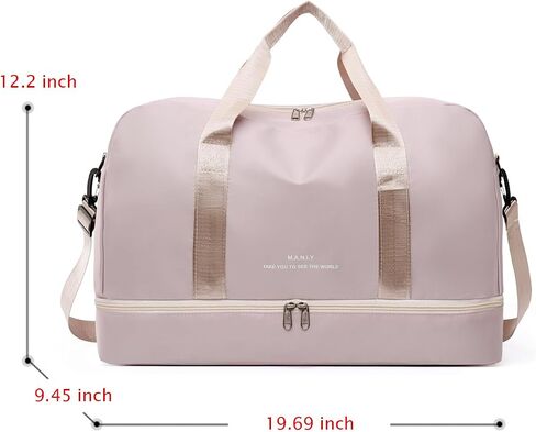 Sports Travel Duffel Bag for Women,Light Gym Bag with Shoe Compartment,Large Capacity Weekender Overnight with Wet Pocket for Lady Travel, Gym, Yoga （Beige） in Saudi Arabia