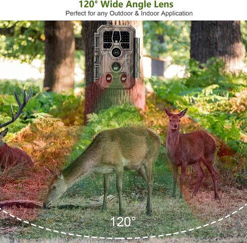 3 حزمة كاميرا WiFi Trail للحياة البرية 48 ميجابكسل 1296 بكسل HD تسجيل صوت فيديو مع كشف الحركة وعدم التوهج، رؤية ليلية بالأشعة تحت الحمراء PIR مسافة 100 قدم للصيد وأمن الفناء الخلفي in Kuwait