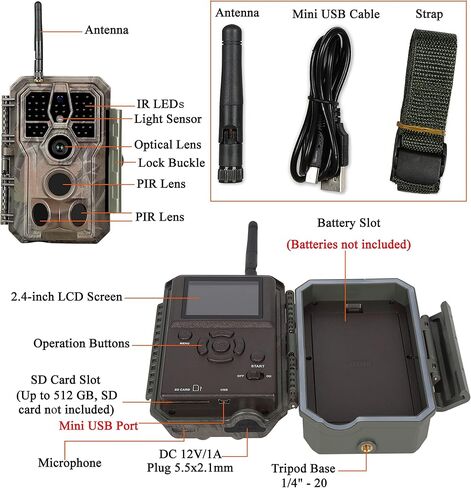 3 حزمة كاميرا WiFi Trail للحياة البرية 48 ميجابكسل 1296 بكسل HD تسجيل صوت فيديو مع كشف الحركة وعدم التوهج، رؤية ليلية بالأشعة تحت الحمراء PIR مسافة 100 قدم للصيد وأمن الفناء الخلفي in Kuwait