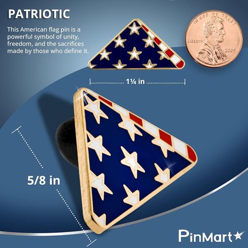 دبوس تذكاري مطوي للعلم الأمريكي من PinMart على بطاقة التعليمات - دبابيس المينا الوطنية للملابس والقبعات وحقائب الظهر والحقائب - دبابيس يوم الذكرى للرجال والنساء in Saudi Arabia