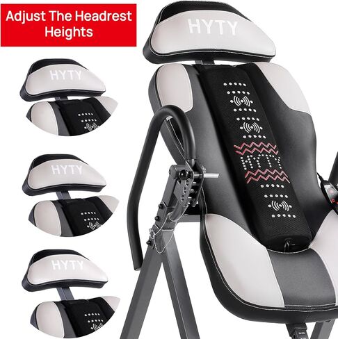 Advanced Heat and Massage Heavy Duty Inversion Table, Folding Heavy Duty Inversion Table with Adjustable Headrest & Comfortable Ankle Holders, Back Inverter/Strength Training, 300 Lbs in Kuwait