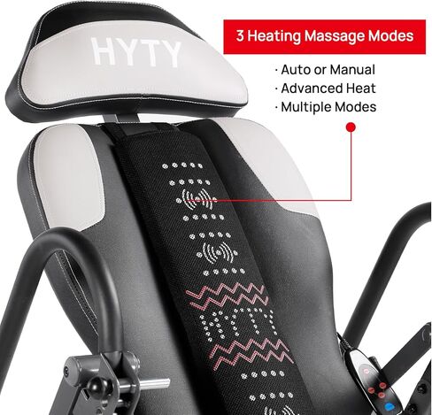 Advanced Heat and Massage Heavy Duty Inversion Table, Folding Heavy Duty Inversion Table with Adjustable Headrest & Comfortable Ankle Holders, Back Inverter/Strength Training, 300 Lbs in Kuwait