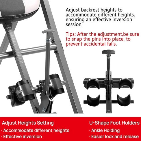 Advanced Heat and Massage Heavy Duty Inversion Table, Folding Heavy Duty Inversion Table with Adjustable Headrest & Comfortable Ankle Holders, Back Inverter/Strength Training, 300 Lbs in Kuwait