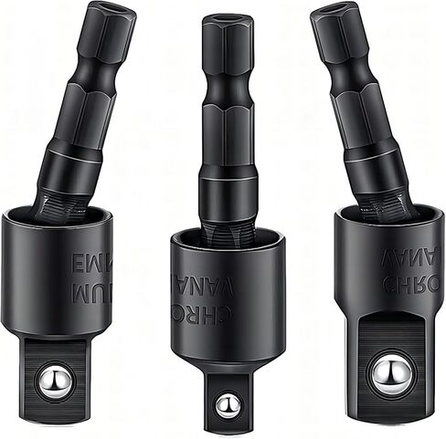 3Pcs 1/4" 3/8" 1/2" Bits 360°Rotatable,Impact Grade Socket Adapter/Extension Set Turns Power Drill Into High Speed Nut Driver,for Cordless Drills Ratchet Extension,Universal Socket Wrench Adapter Set in Saudi Arabia