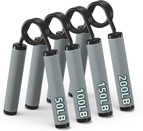 KDG Grip Strength Trainer 4 Pack، 50LB-200LB مقوي قبضة اليد المعدنية المطاطية، تمرين الساعد غير القابل للانزلاق، قابض اليد عالي التحمل، تمرين اليد لزيادة ساعد المعصم بسرعة in Kuwait