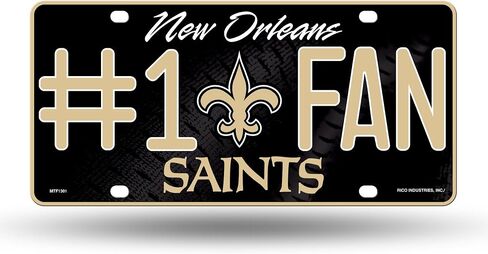 Rico Industries NFL New Orleans Saints #1 بطاقة ترخيص معدنية للمروحة، 6 × 11.5 بوصة in Saudi Arabia