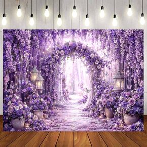 7 x 5 ft Enchanted Forest Backdrop Photograph Fairy Tale Garden Background Floral Flower Butterfly Kids Girl Baby Shower Magic Wonderland Party Banner Decoration Spring Photo Booth Props in Saudi Arabia