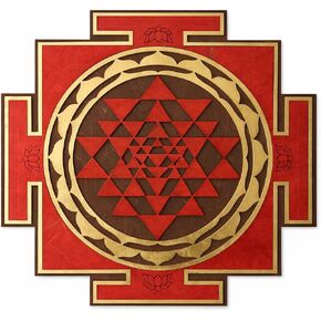 مع Motif Sri Yantra Wall Art ، Pattern Lotus ، Red Wood Sri Yantra ، قطع الليزر ، الهندسة المقدسة ، سري شقرا ، Shree Yantra ، Shri Yantra ، Sri Chakra Wall Hanging Symbol (68 × 68 سم (26.8 بوصة)) in Kuwait