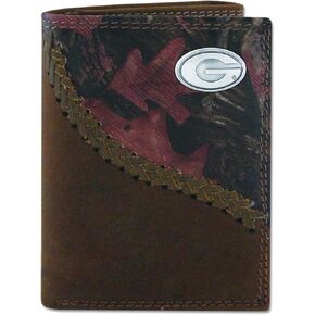 NCAA Georgia Bulldogs Light Brown Crazyhorse Leather Trifold Concho Wallet, One Size in Saudi Arabia