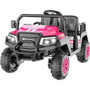Electric Car for Kids, 24V 4 Seater Ride on Toys w/Parent Remote, 4 Wheeler Suspension, Max 220lbs Weight Capacity, USB, Music, Radio, LED Light, Ride on Truck for Boy/Girl Ages 3-8, Blue in Kuwait