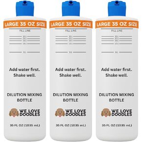 Dilution Bottle for Dog Shampoo, Mixing Bottle for Professional and Home Grooming, for Shampoo, Conditioner, and Solutions, 35 oz, 3 Pack [We Love Doodles] in Kuwait