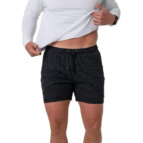 شورت Burlebo الرياضي للرجال مع بطانة مدمجة (مارون - مموه أبيض، كبير) in Kuwait