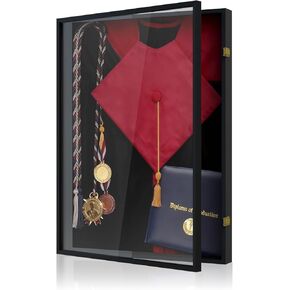 صندوق ظلال التخرج مقاس 17 × 23 بوصة - إطار عرض عميق كبير للقبعة والثوب والدبلومات والجوائز - صندوق ذاكرة تذكار لجامعة الكلية في الماهوجني in Kuwait