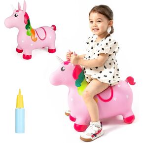 INPANY Bouncy Horse Toys for 2 Year Old Boy, Toddler Plush Bouncing Farm Animals, Inflatable Hopper, Jumping bounce Horse, Kid Ride on Rubber Bouncer, Outdoor Indoor Baby Birthday Gift for 3 4 Yr Girl in Kuwait