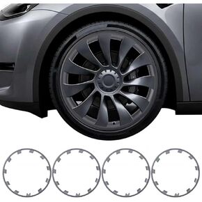 Model Y Gunmetal Rim Protector 21" 2020–2024|Fit 21 Inch Überturbine Wheel Covers|ABS Trim Rings for Curb Rush Prevention|Tesla Model y Accessories|Tire Trim Rims Gunpowder(Set of 4)| in Saudi Arabia