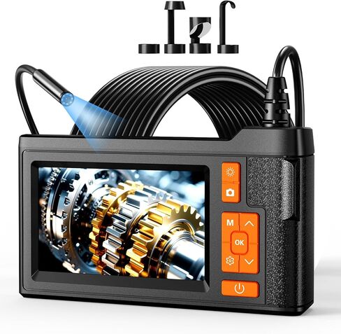 بوريسكوب محمول 4.3 بوصة، كاميرا منظار Ginocaco 1080P مع 8 مصابيح LED قابلة للتعديل، كاميرا فحص Swer مع كابل شبه صلب بطول 16.4 قدم، كاميرا نطاق مقاومة للماء IP67 لأداة Hvac، هدية أداة للرجال in Saudi Arabia