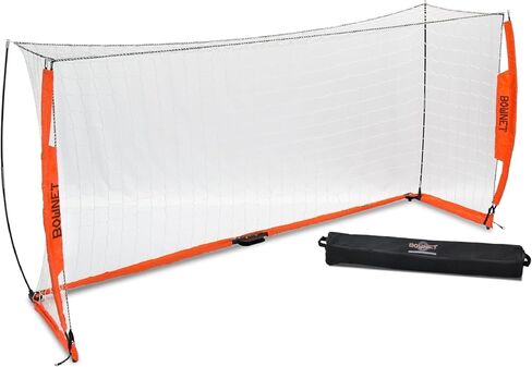 Bownet Official Sized Futsal Portable Soccer Goal (2 x 3 Meters) Sturdy Powder-Coated Steel Frame - Roller Case - Practice or Game Net - Rubber Non-Marking Feet for Indoor Use, White in Kuwait