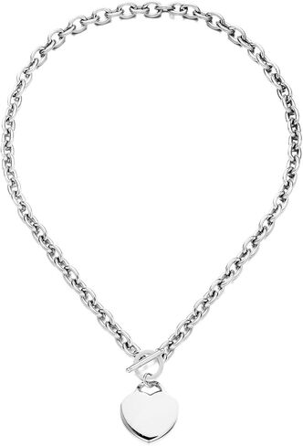 WangGao Stainless Steel Charms Buckle Toggle Choker 18inches Chunky Chain Big Heart Pendant Necklaces for Women Lover Jewelry,Gold Color in Saudi Arabia