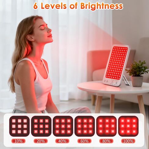 Red Light Therapy for Face Body, Infrared Red Light Panel with Adjustable Stand, 660nm and 850nm Near Infrared Therapy Lamp with 3 Modes, 6 Adjustable Brightness and Timer, for Home and Travel Use in Saudi Arabia