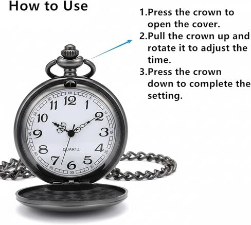 I-MART Smooth Vintage Pocket Watch with Chain in Saudi Arabia