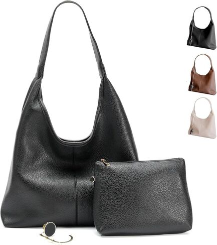 Cee & Dee Large Brown Leather Hobo Bag, Slouchy Style with Shoulder Strap, Zippered Compartments in Saudi Arabia