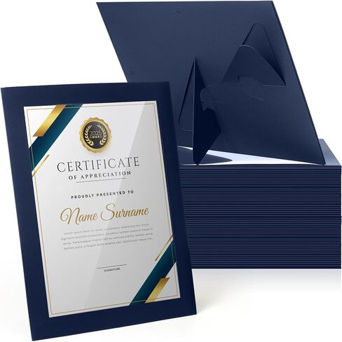 Tatuo 50 Pcs 8.5 x 11 Paper Picture Frames Document Horizontal Paper Certificate Holders Display Gallery Wall Frame Art with Easel Photo Certificates Degree Diplomas (Black) in Saudi Arabia