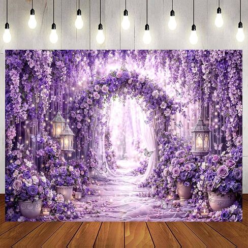 7 x 5 ft Enchanted Forest Backdrop Photograph Fairy Tale Garden Background Floral Flower Butterfly Kids Girl Baby Shower Magic Wonderland Party Banner Decoration Spring Photo Booth Props in Saudi Arabia
