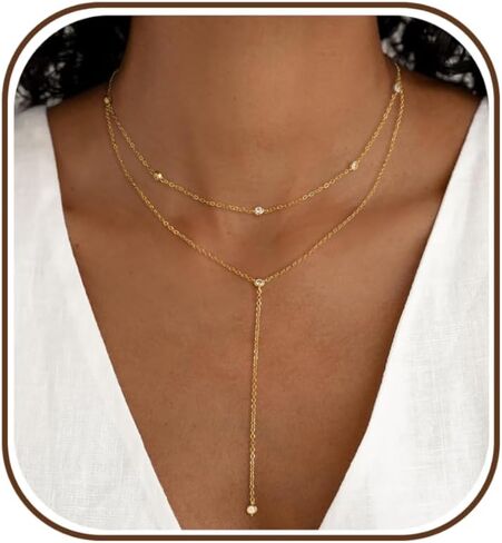 قلادات ذات طبقات للنساء ، الذهب الذهب المطلي بصلات طويلة مطلية طويلة الولادة مكدس سلسلة بسيطة قلادة قلادة القلادة قلادة طويلة للنساء المجوهرات الذهبية العصرية in Kuwait