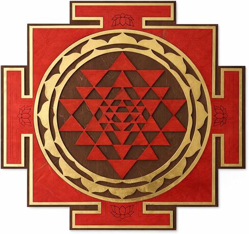 مع Motif Sri Yantra Wall Art ، Pattern Lotus ، Red Wood Sri Yantra ، قطع الليزر ، الهندسة المقدسة ، سري شقرا ، Shree Yantra ، Shri Yantra ، Sri Chakra Wall Hanging Symbol (68 × 68 سم (26.8 بوصة)) in Kuwait