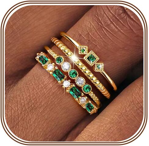 ORAZIO Gold Stackable Rings for Women Non Tarnish Dainty 14K Gold Plated Thin Knuckle Band Thumb Ring Set Cubic Zirconia Statement Anniversary Promise Wedding Engagement Stacking Rings Size 6-10 in Saudi Arabia