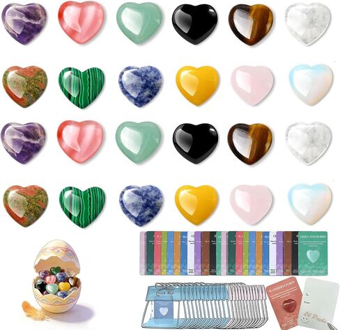24 Packs Kids Valentines Day Gifts for School, Heart-Shape Gems with Valentines Cards for Kids Classroom Must Haves Gift, Pocket Hug Crystals Rock Valentines Day Cards Party Favors Classroom Exchange in Saudi Arabia