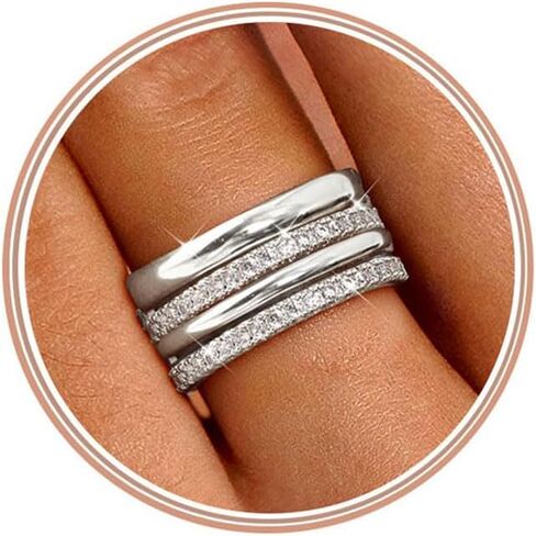 Florideco Stackable Rings for Women Non Tarnish 14K Gold Plated Dainty Cubic Zirconia Rings Minimalist Stacking Thumb Ring Set Thin Statement Promise Wedding Bands Engagement Ring Stack Size 5-10 in Saudi Arabia