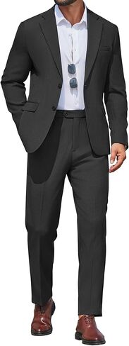 COOFANDY Men's 2 Piece Suits Slim Fit Two Buttons Casual Blazer Jacket and Pants Set Tuxedo Suit for Wedding Prom Business in Saudi Arabia