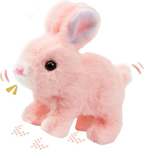 Realistic Bunny Toy, Easter Educational Interactive Bunny Toy, Plush Bunny Hopping Rabbit with Sounds and Movements, Twitching Mouth and Nose, and Wiggling Ears (brrow) in Kuwait