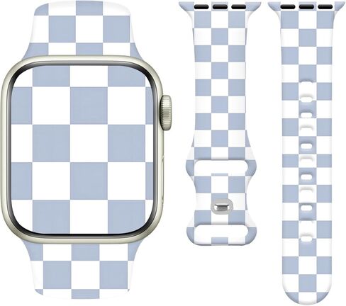 Watbro Cute Watch Band Compatible with Apple Watch Palka Dot and Checkered Strap for Women Man, Soft Silicone Compatible with iwatch Series 11 10 9 8 7 6 5 4 3 2 1 SE Ultra 38 40 41 42 44 45 46 49mm in Saudi Arabia