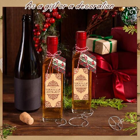 Tioncy 12 Set Vanilla Extract Bottles for Homemade 5 oz Amber Glass Bottle Square Vanilla Jar for Syrup Gifts with Cap Shrink Band Hummingbird Sticker Syrup Food Storage Gifts Giving for Christmas in Saudi Arabia