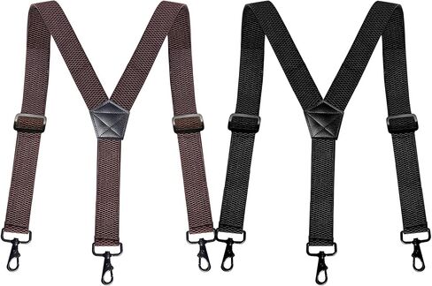 2 Pack Heavy Duty Suspenders for Men,Adjustable X-Back 1.5 inch Wide Elastic Straps,Strong Metal Hooks,Black&Coffee Set,Work Suspenders Jeans,Big&Tall,Braces,Durable,Men's Gift for Father's Day in Saudi Arabia