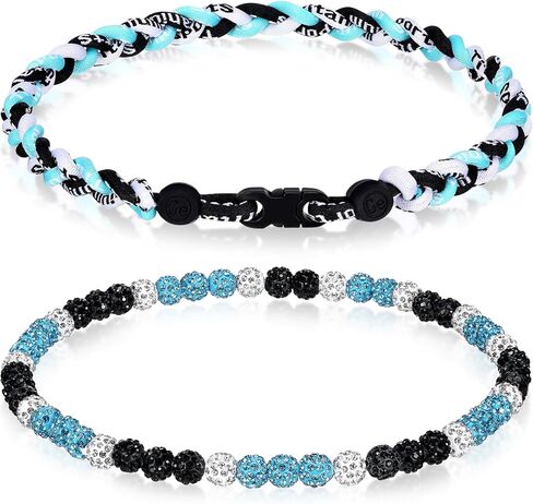 Liliaafar 2 Pcs Baseball Necklaces 18'' Beaded Necklace Chain Three Braided Rope Titanium Accessory Sport Gift Birthday in Saudi Arabia