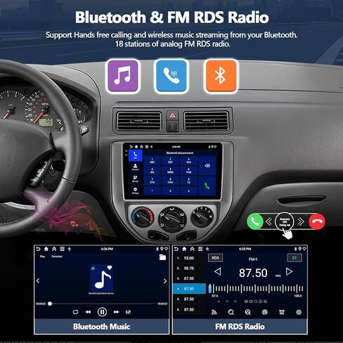 2G+64G Android 15 Car Stereo for Ford Focus 2005-2008 with Wireless Carplay Android Auto,9" 2.5D Touch Screen Car Radio with Mirror Link WiFi GPS Bluetooth FM RDS EQ SWC Backup Camrea MIC in Saudi Arabia