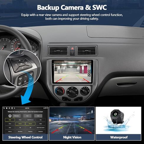 2G+64G Android 15 Car Stereo for Ford Focus 2005-2008 with Wireless Carplay Android Auto,9" 2.5D Touch Screen Car Radio with Mirror Link WiFi GPS Bluetooth FM RDS EQ SWC Backup Camrea MIC in Saudi Arabia