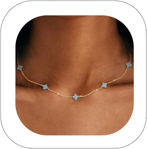 جوهرة الميلاد قلادة الذهب للنساء لذيذ غير تشويه 14K الذهب مطلي الماس المختنق القلائد البرسيم الزمرد الأخضر مكعب زركونيا قلادة هدايا عيد ميلاد المرأة حفلة موسيقية الذهب والمجوهرات هدايا عيد الميلاد in Kuwait